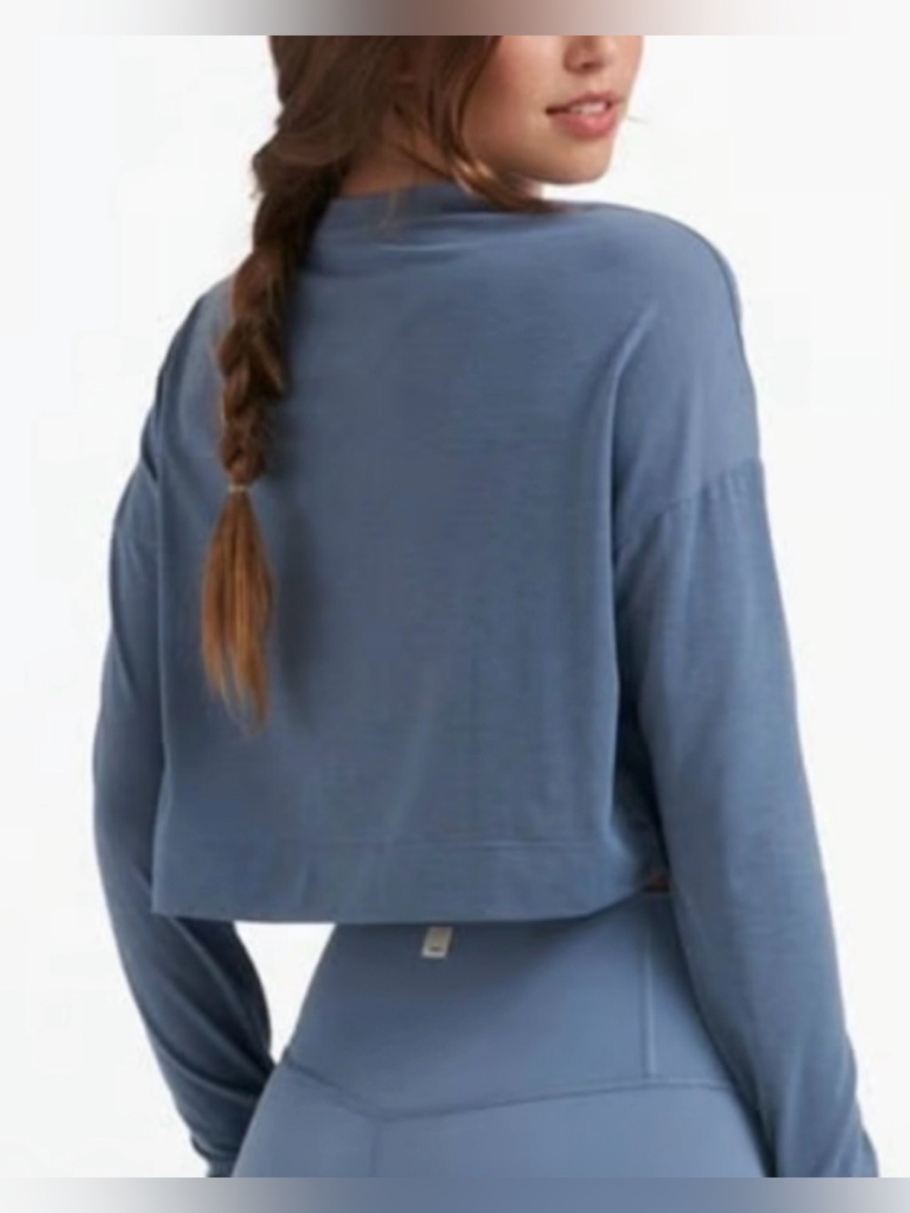 Vuori Avalon Crop Henley Long Sleeve Blue Size Large - Picture 2 of 6